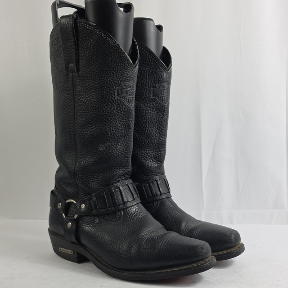 Harley-Davidson Harness Black Pebbled Leather Motorcycle Men\'s Boots